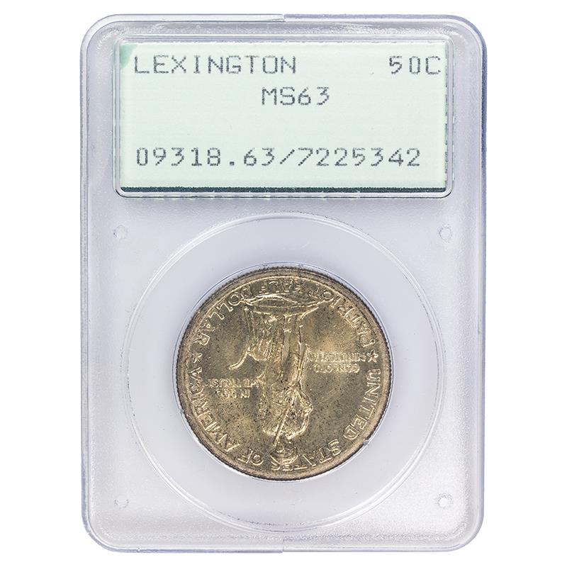 1925 Lexington Commemorative Half Dollar, 50C PCGS MS 63 OGH