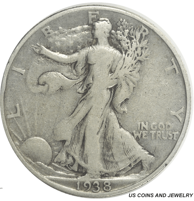 1938-D Walking Liberty Half Dollar,  Circulated, Fine+ - Nice Original Coin