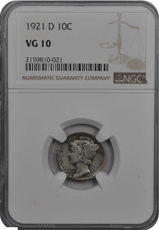 1921 D  Mercury Dime NGC VG-10