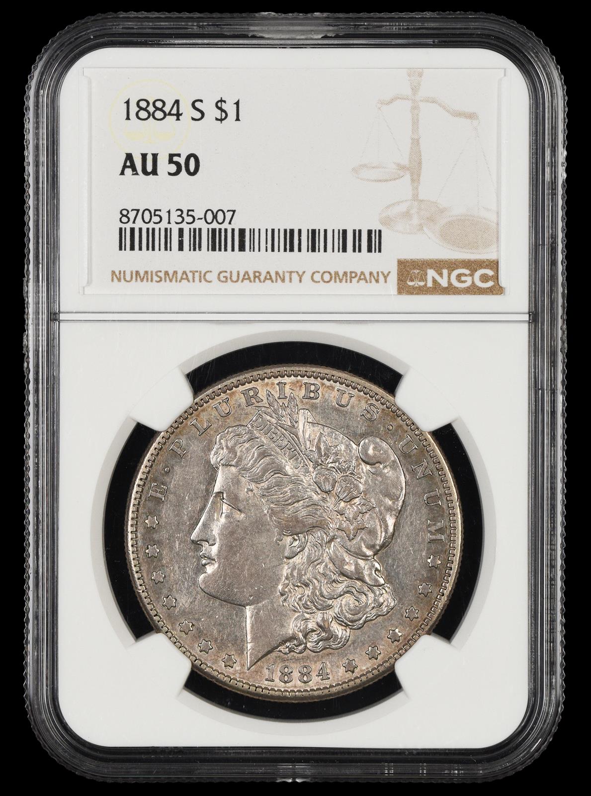 1884 S $1 NGC  AU50