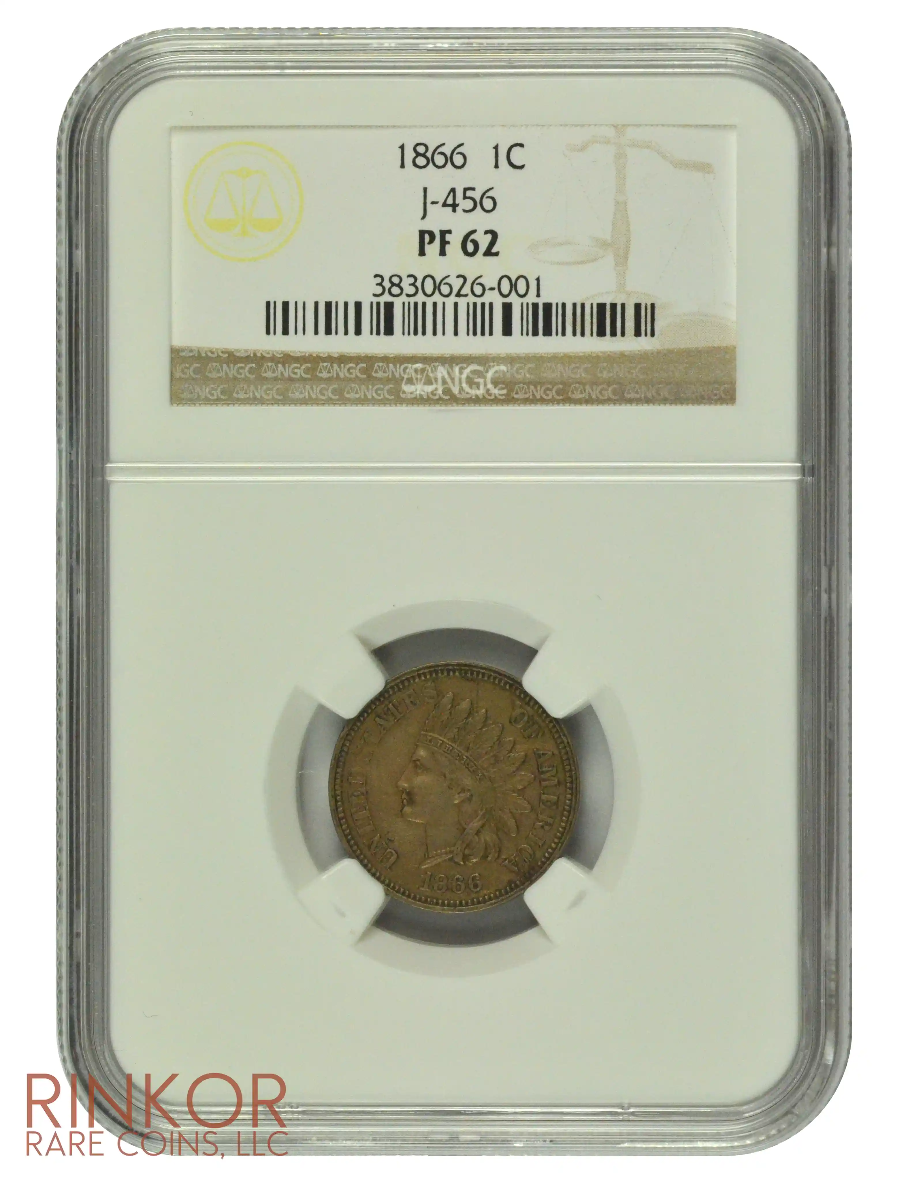 1866 J-456 Indian Cent Pattern NGC PF 62