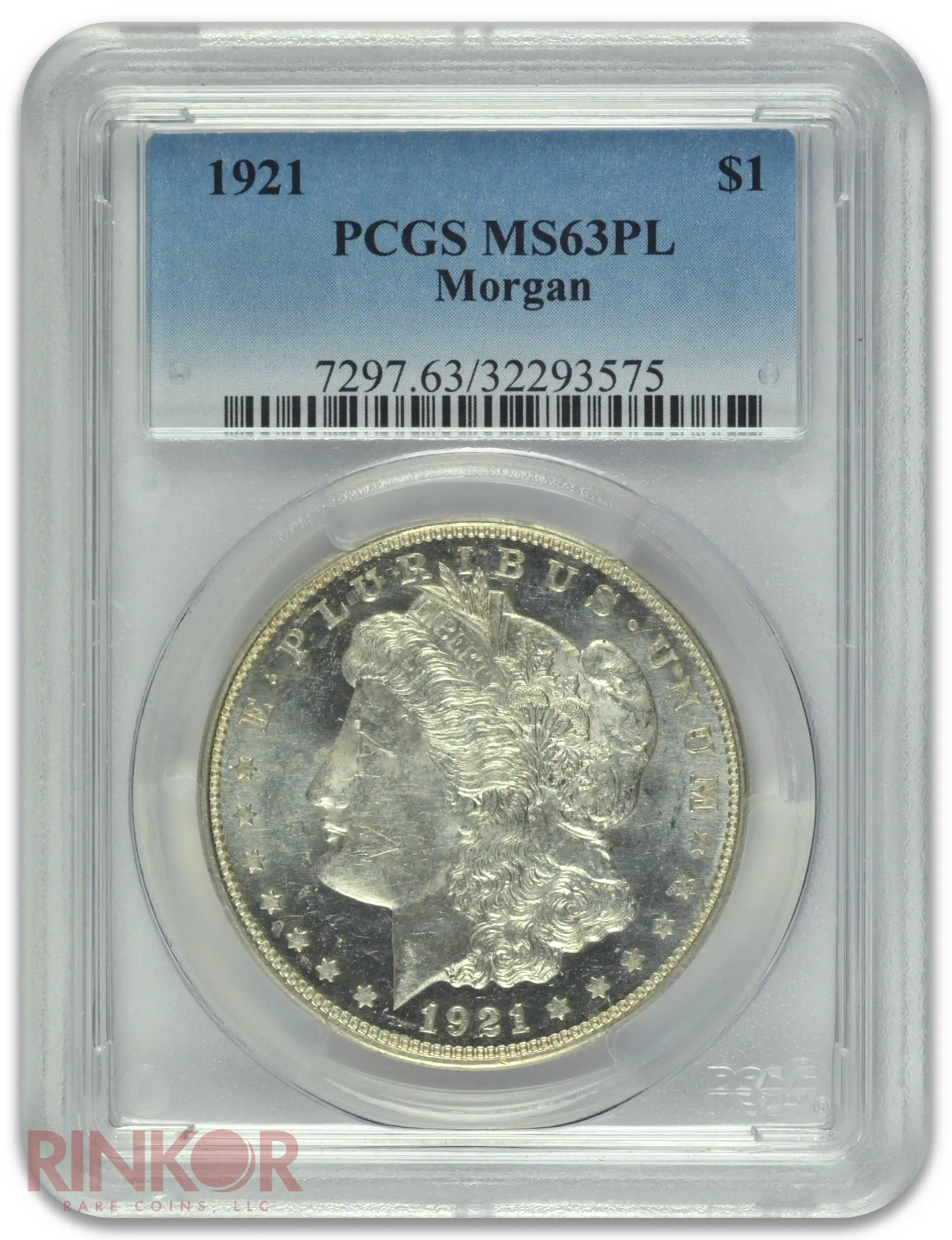 1921 $1 Morgan Dollar PCGS MS 63 PL