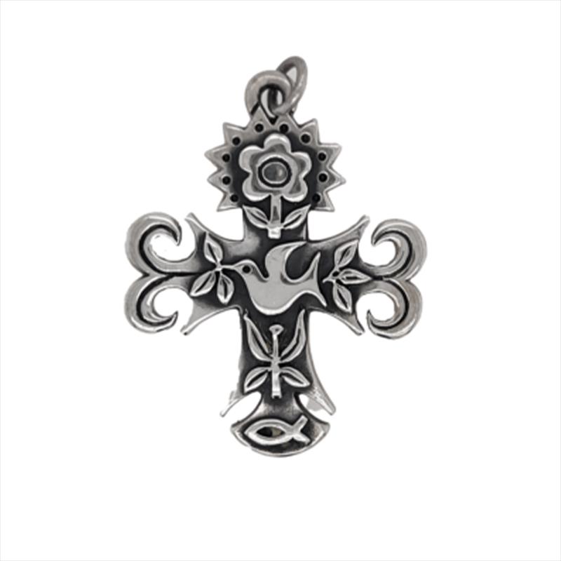 JAMES AVERY Sterling Silver La Primavera Dove Flower Cross Pendant for Necklace 