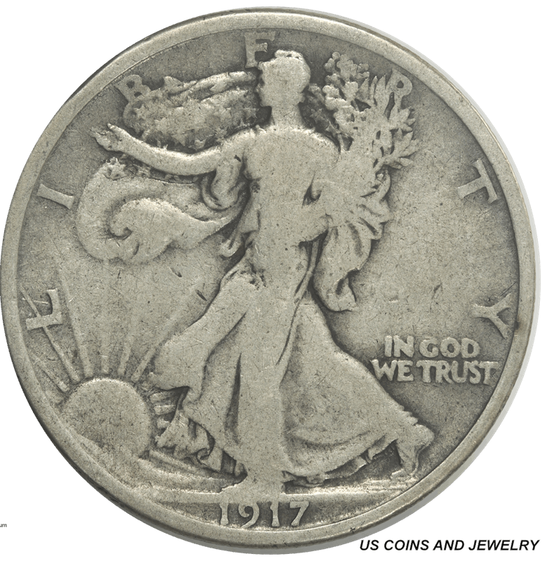 1917-S  Reverse Walking Liberty Half Dollar Fine+ Condition - Nice Original Look