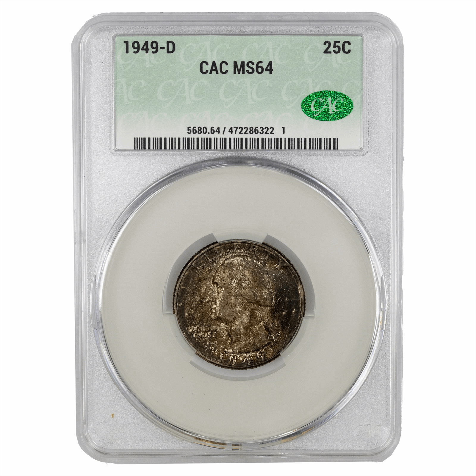 1949-D Washington Quarter 25C CACG  MS 64 CAC