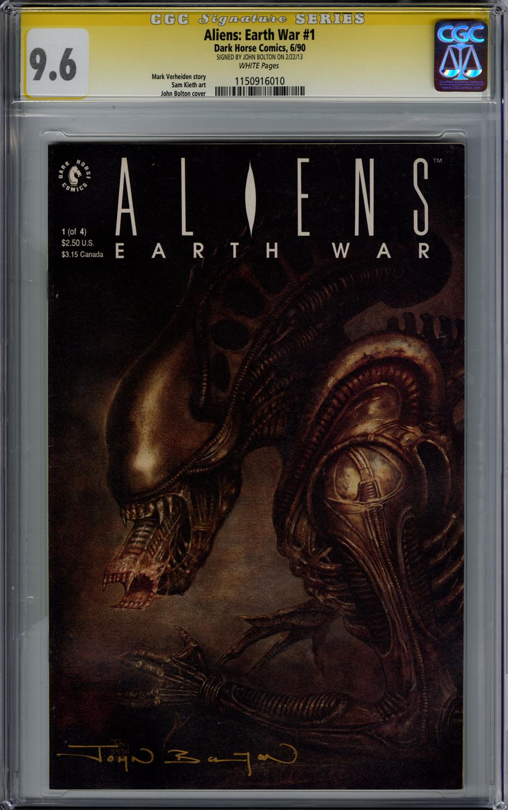 Aliens: Earth War #1 Dark Horse Comics 6/90 Signed by John Bolton CGC 9.6