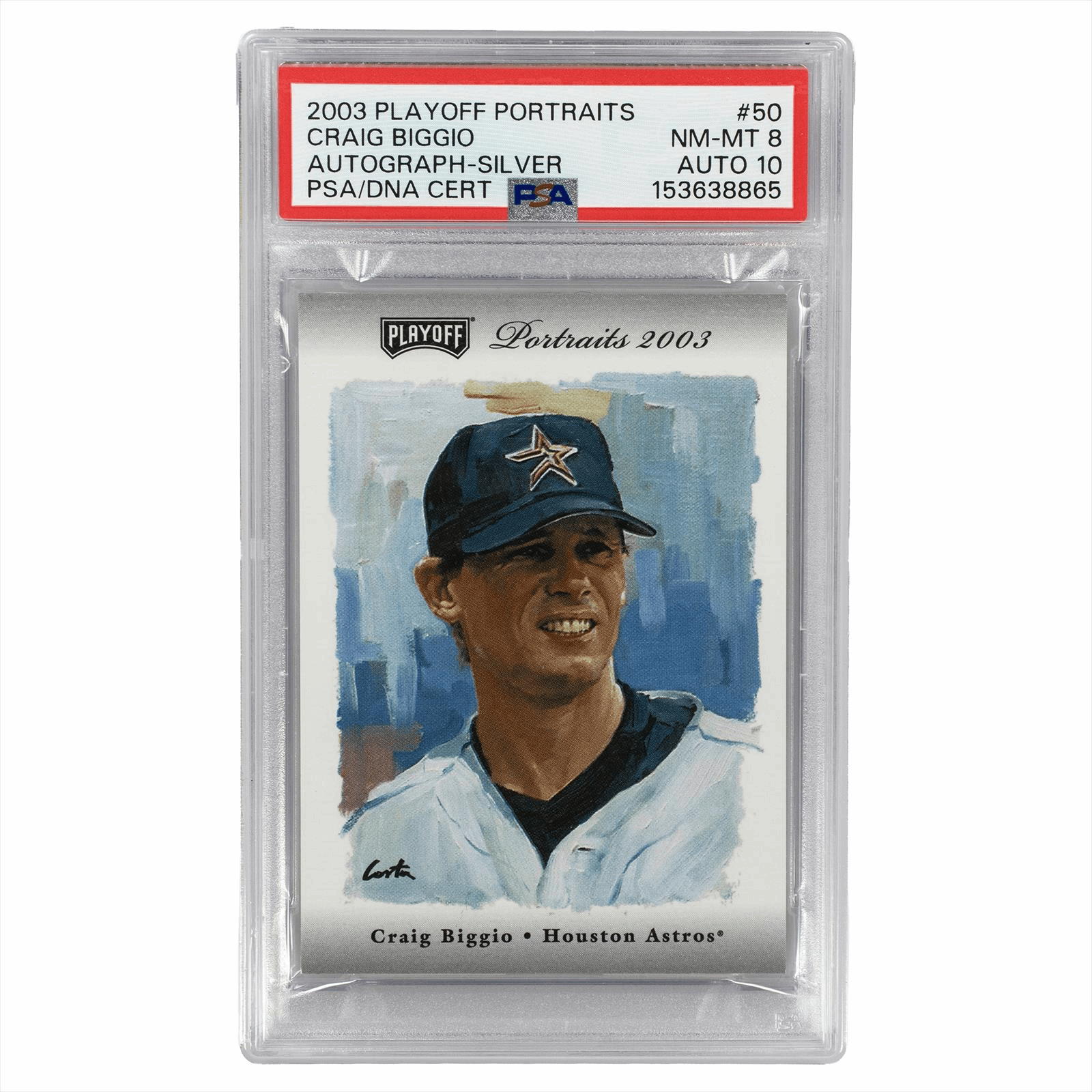 2003 Playoff Portraits Craig Biggio Autograph Silver #50 PSA/DNA NM-MT 8 AUTO 10