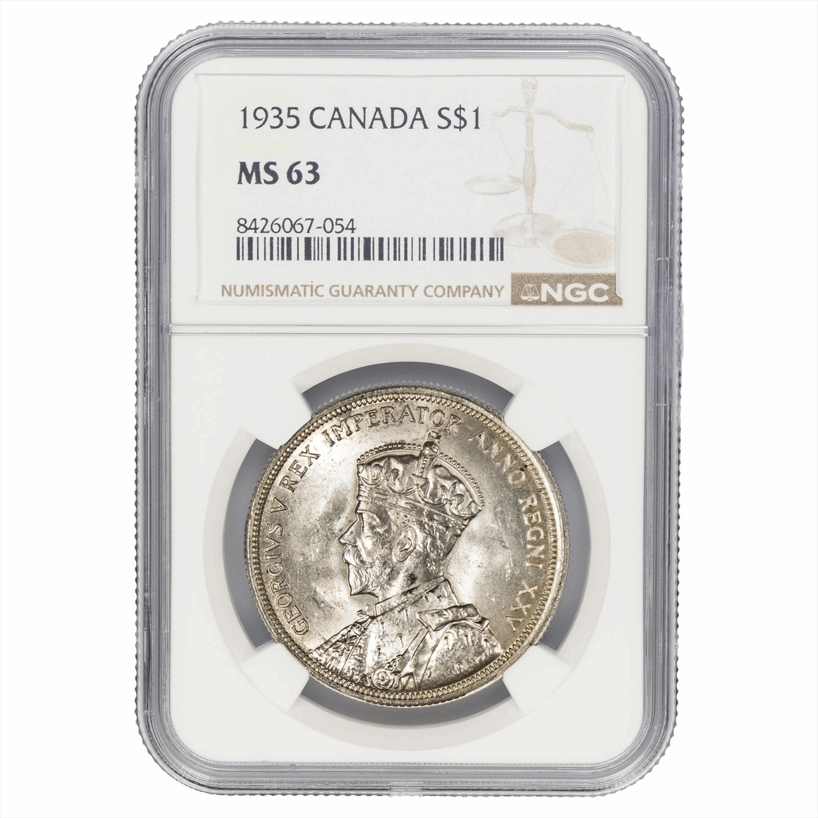 1935 Canada Dollar George V Silver Jubilee $1 NGC MS 63