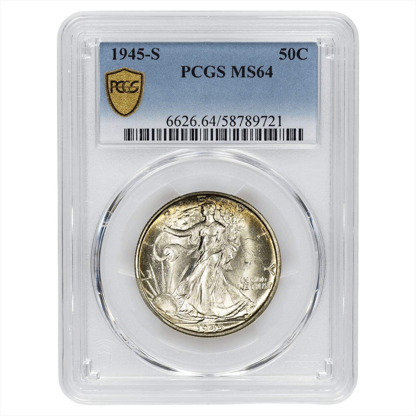 1945-S Walking Liberty Half Dollar 50C PCGS MS 64