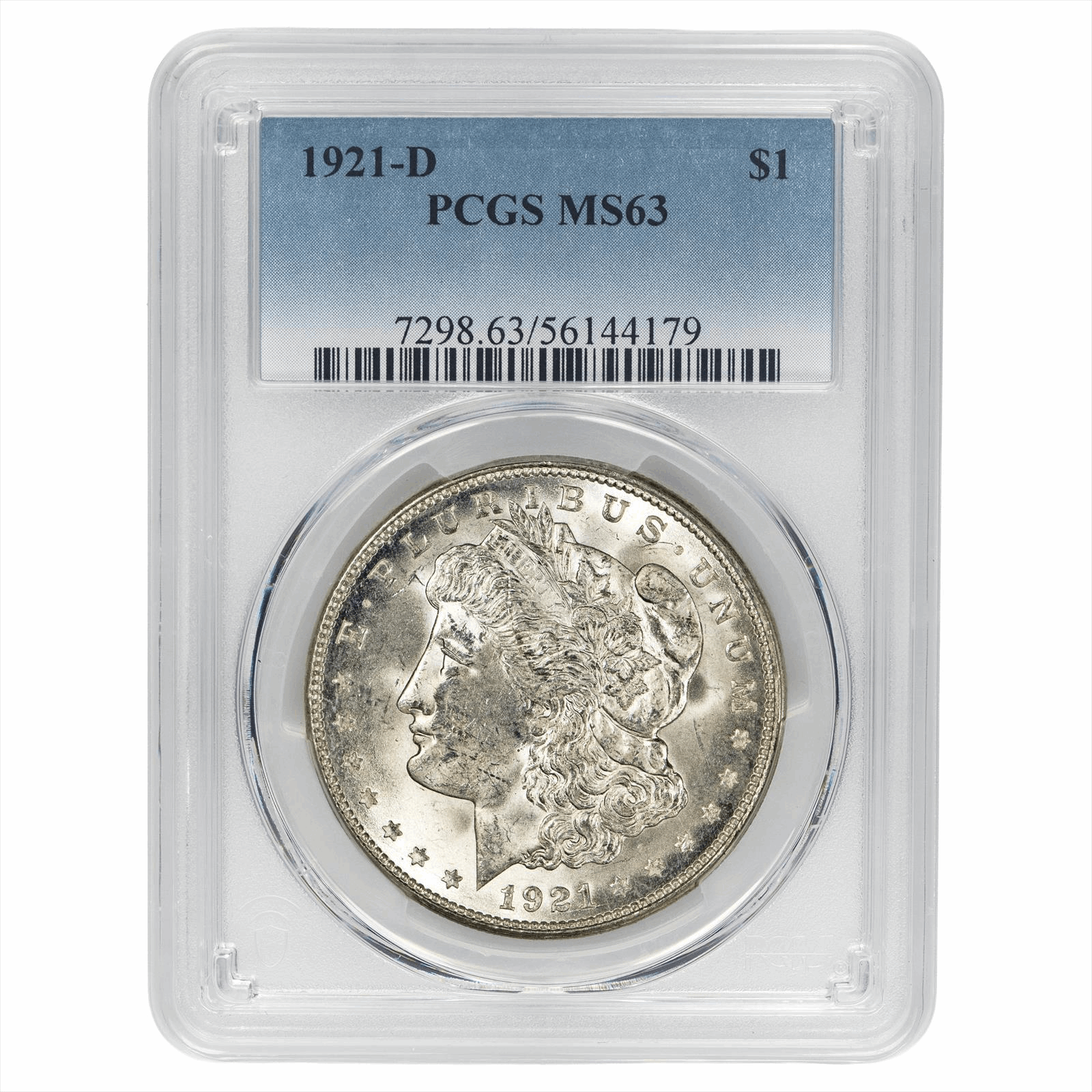 1921-D Morgan Silver Dollar $1 PCGS MS 63