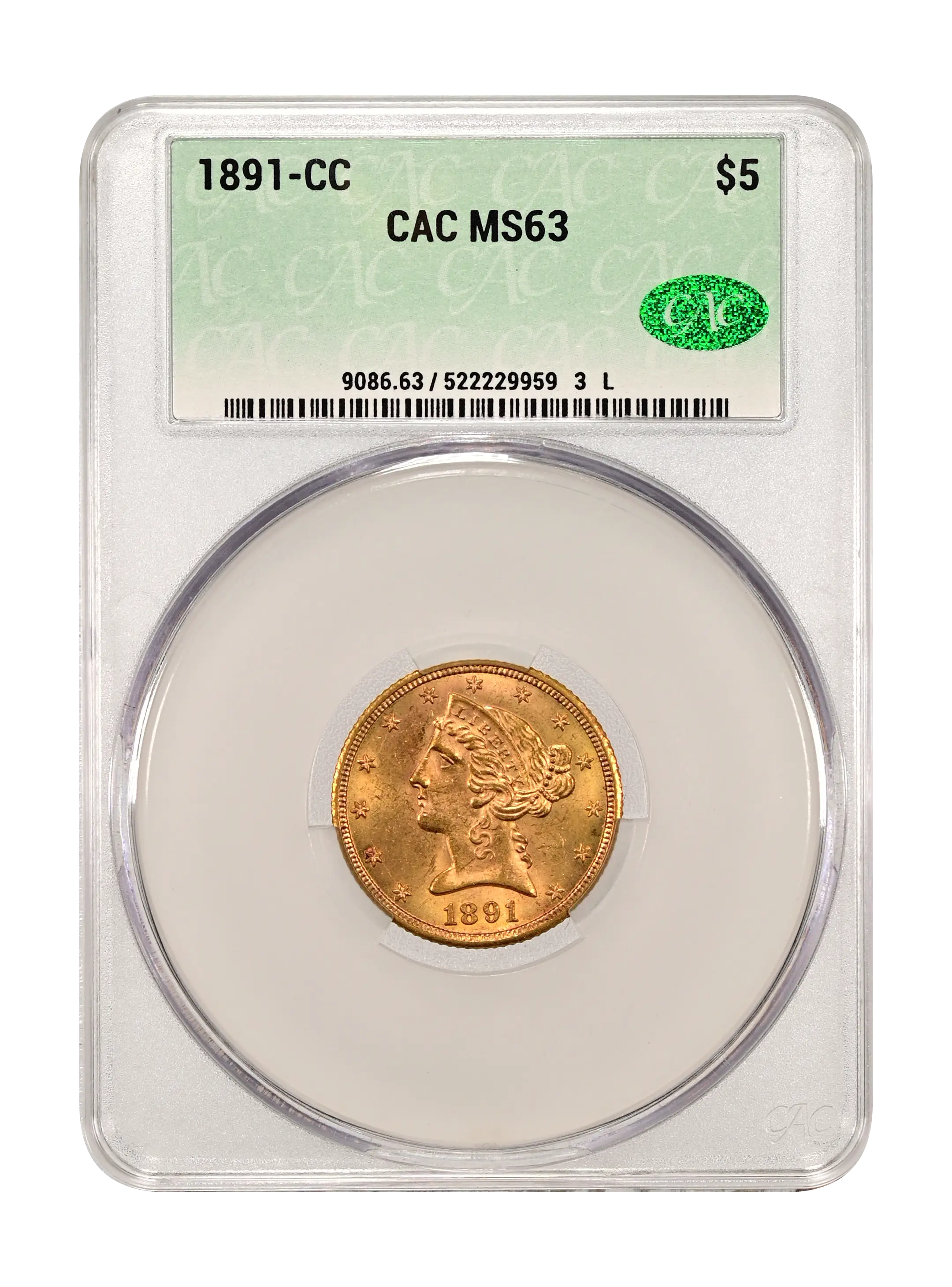 1891-CC $5 CACG MS 63
