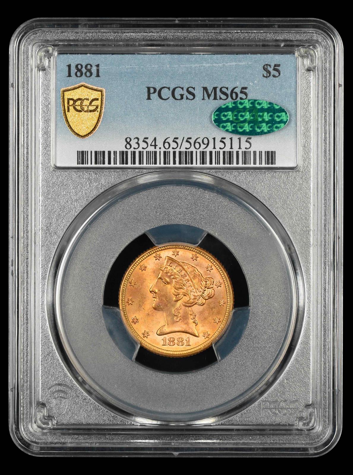 1881 $5 Gold PCGS MS 65 CAC
