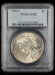 1935 S $1 PCGS AU 55
