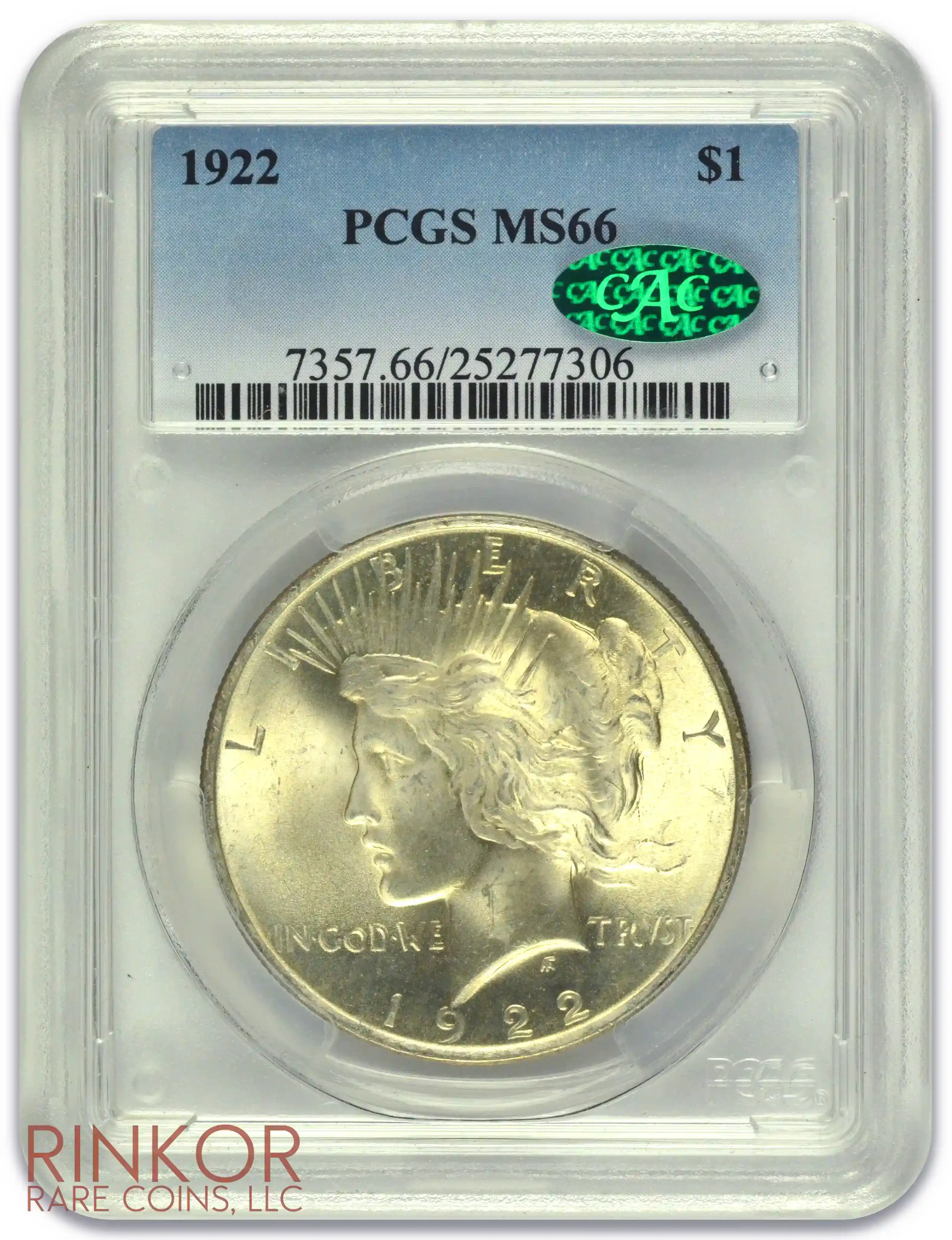 1922 $1 PCGS MS 66 CAC