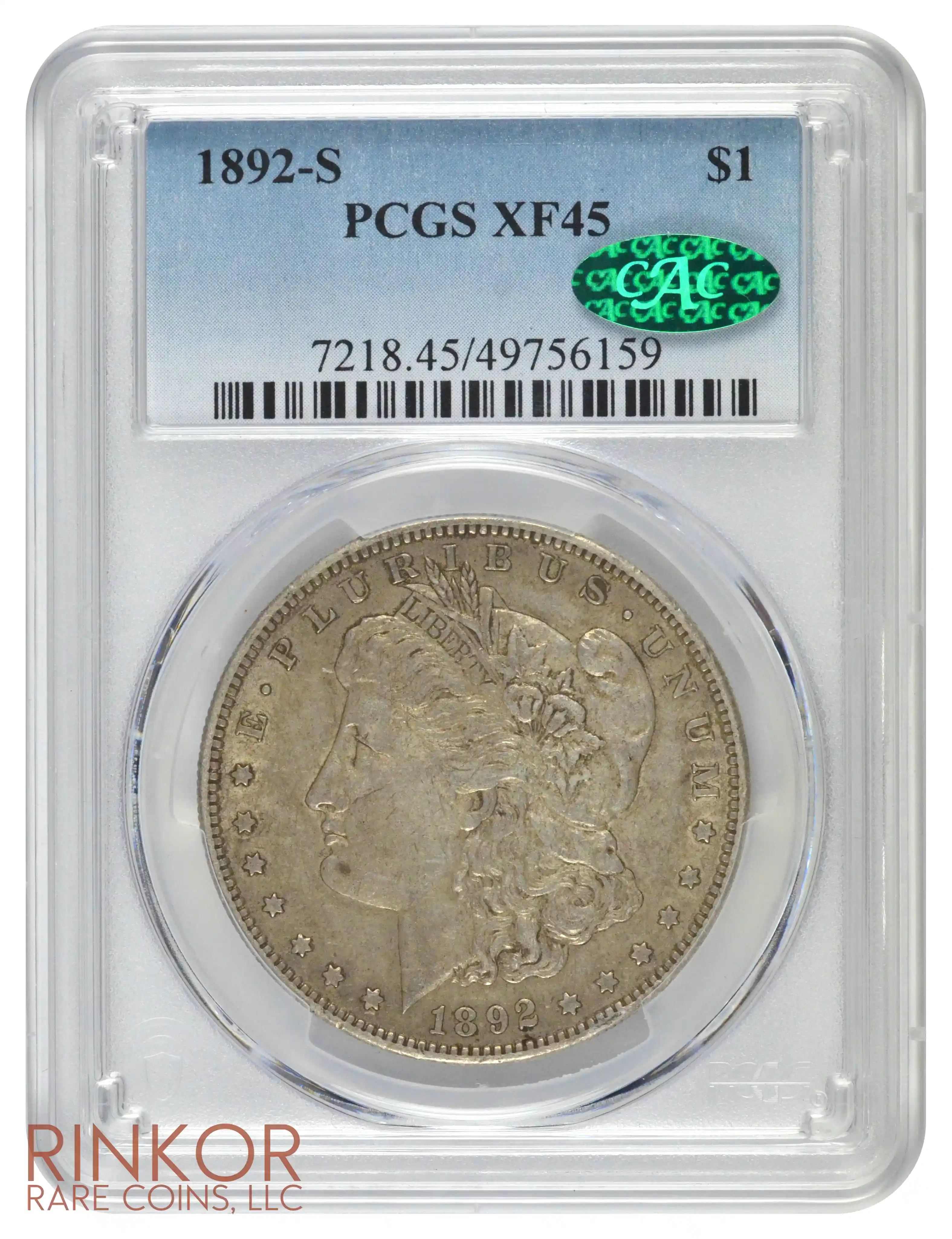 1892-S $1 PCGS XF-45 CAC