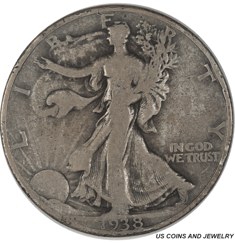 1938-D Walking Liberty Half Dollar,  Circulated, Fine+ Condition