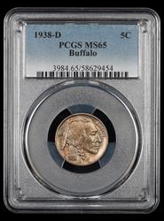 1938 D 5C PCGS Buffalo MS65