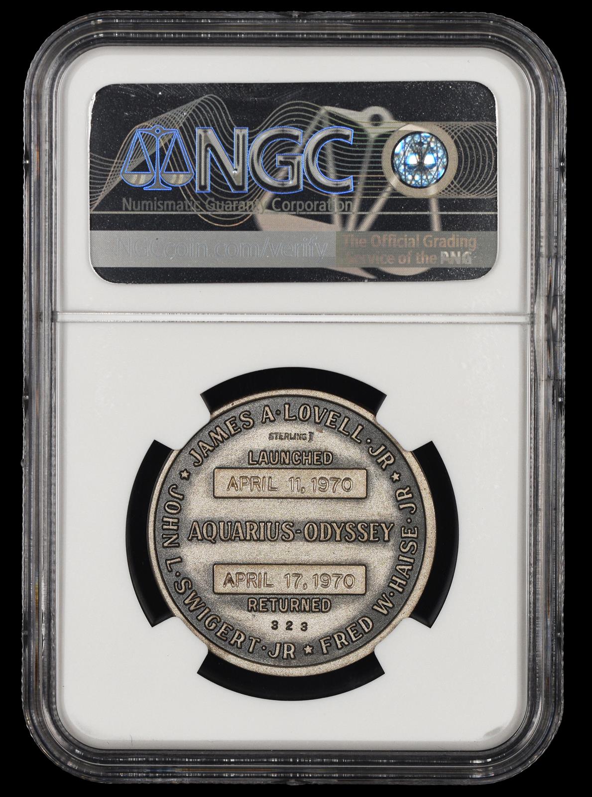 Apollo 13 Flown Silver Robbins Medal #323 NGC MS69 reverse