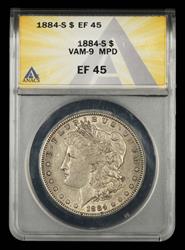 1884 S $1 VAM-9 MPD ANACS EF 45