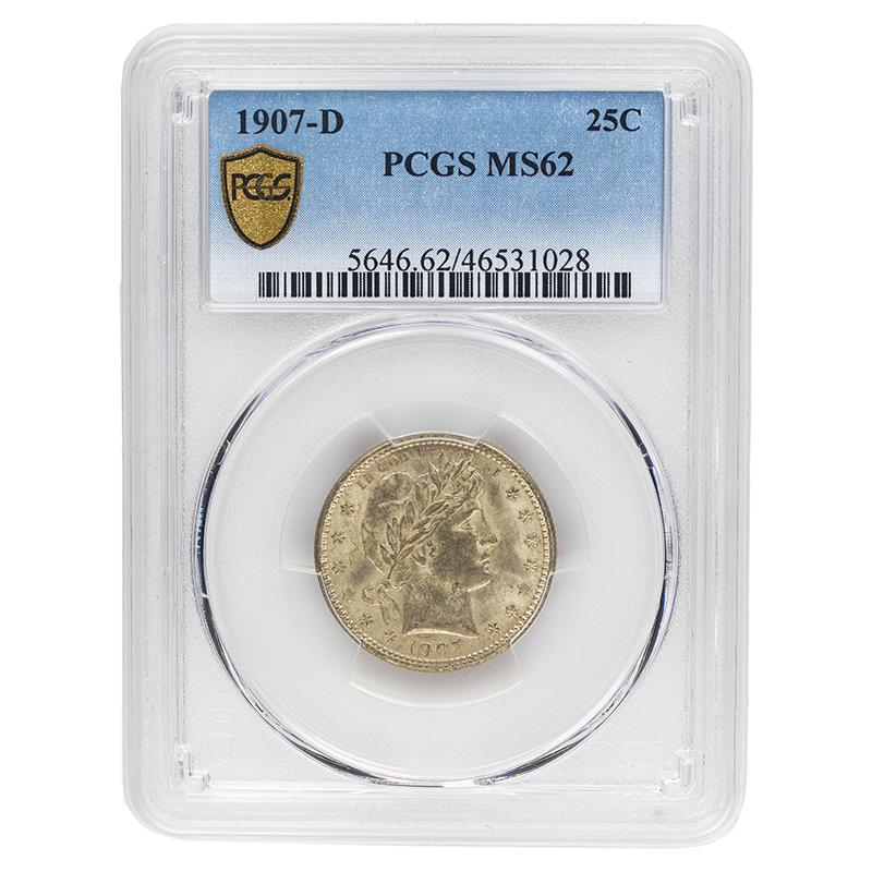 1907-D Barber Quarter, 25C PCGS MS 62