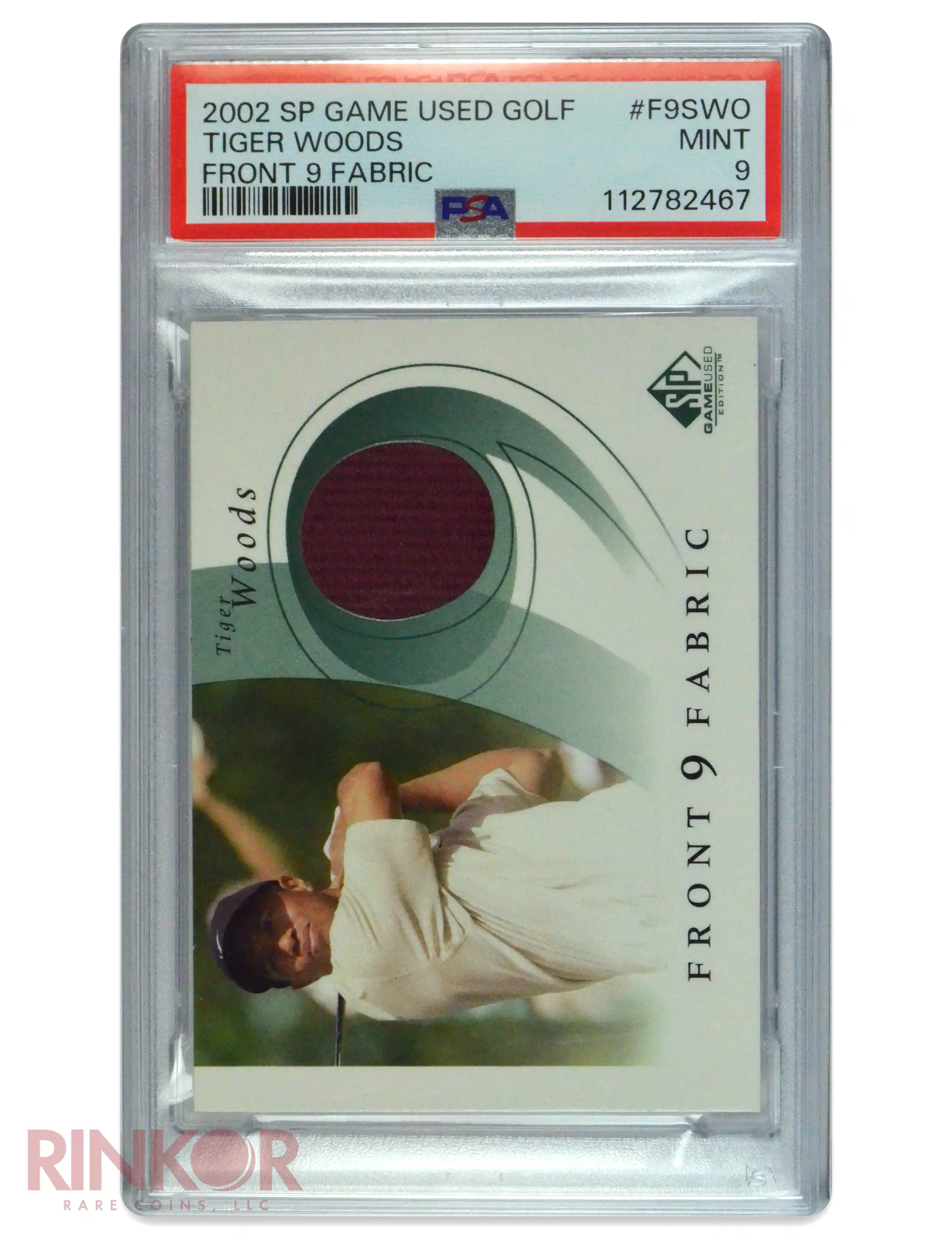 2002 SP Game Used Front 9 Tiger Woods Sunday Red Patch PSA MINT 9