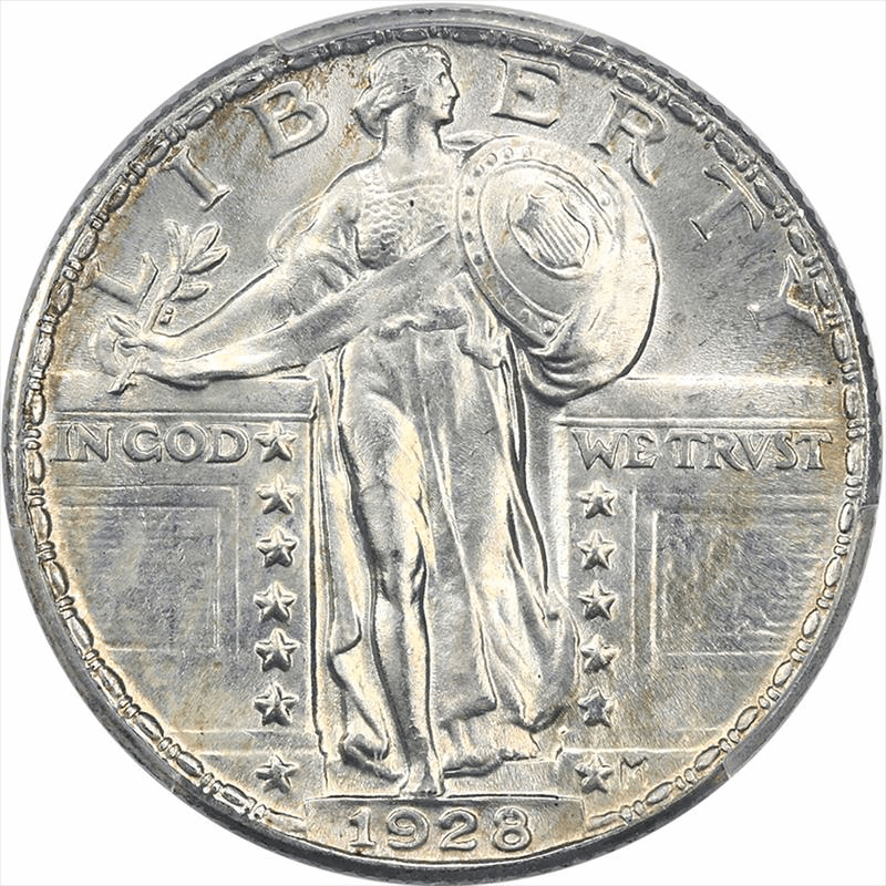 1928 Standing Liberty Quarter PCGS MS 67 - Lustrous, Lightly Toned