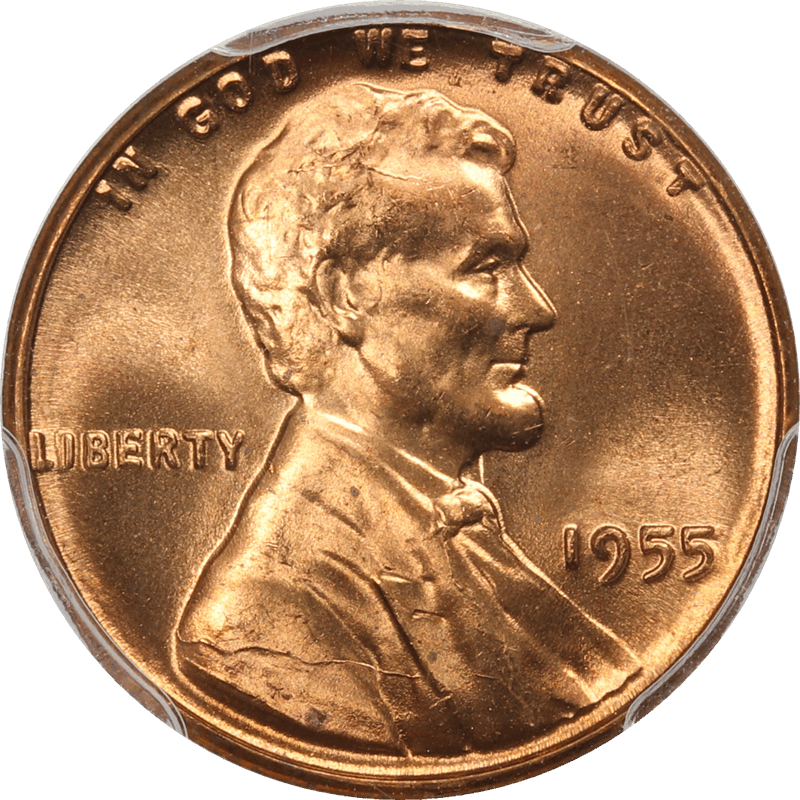 1955 Lincoln Cent 1c, PCGS MS-66 RD - Nice Color