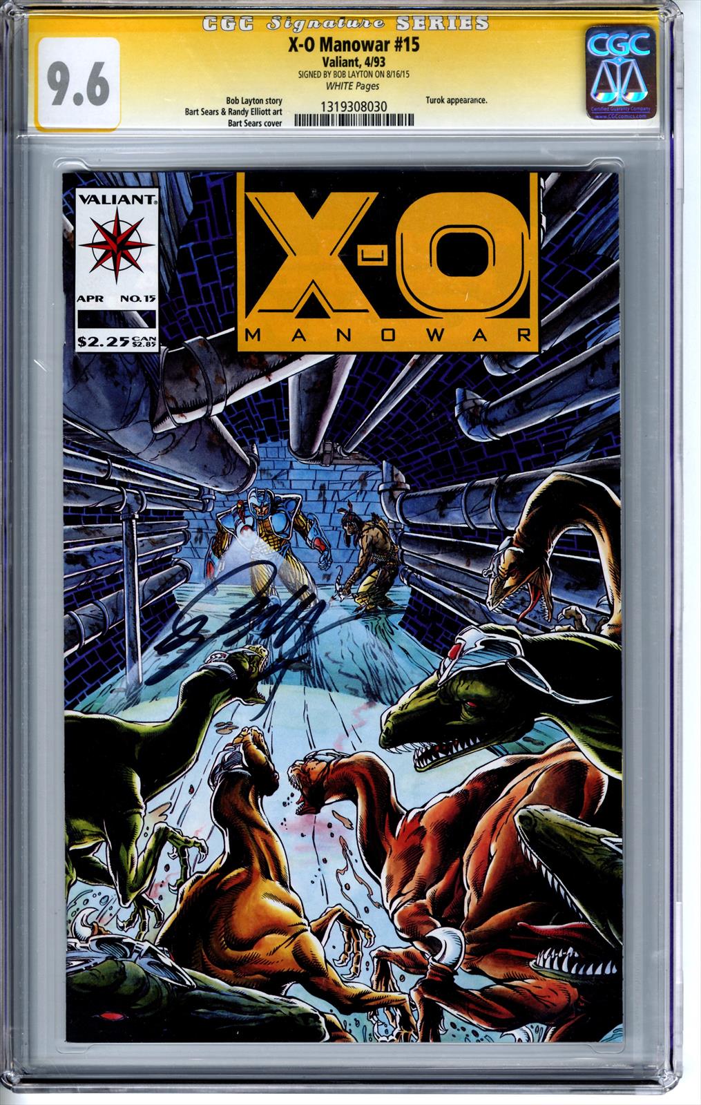 X-O Manowar #15 CGC 9.6 Signature Series Signed by Bob Layton 