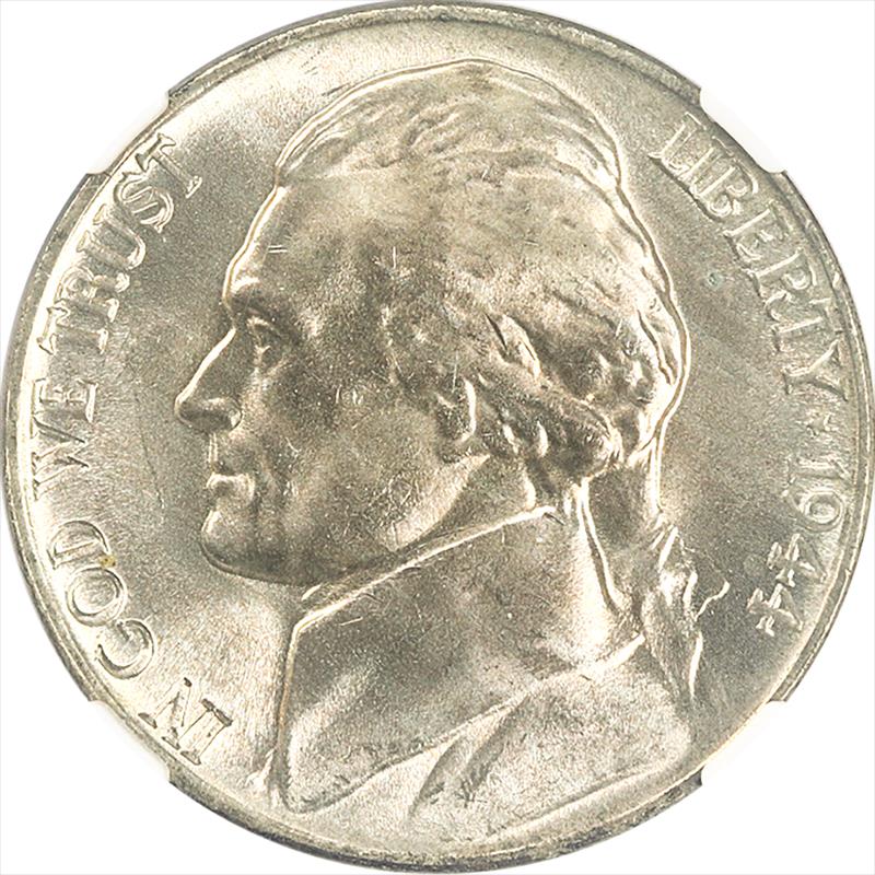 1944 Jefferson War Nickel 5C NGC MS 66 5FS - Nice White Coin