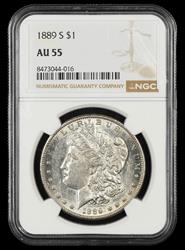 1889 S $1 NGC AU-55
