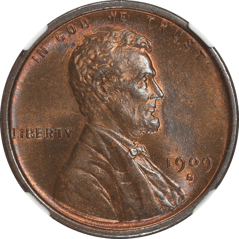 1909-S VDB Lincoln Wheat Cent 1c, NGC MS64 RB CAC