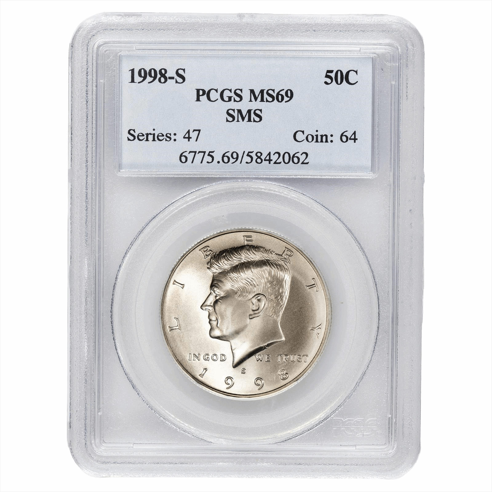 1998-S SMS Kennedy Half Dollar 50C PCGS MS 69