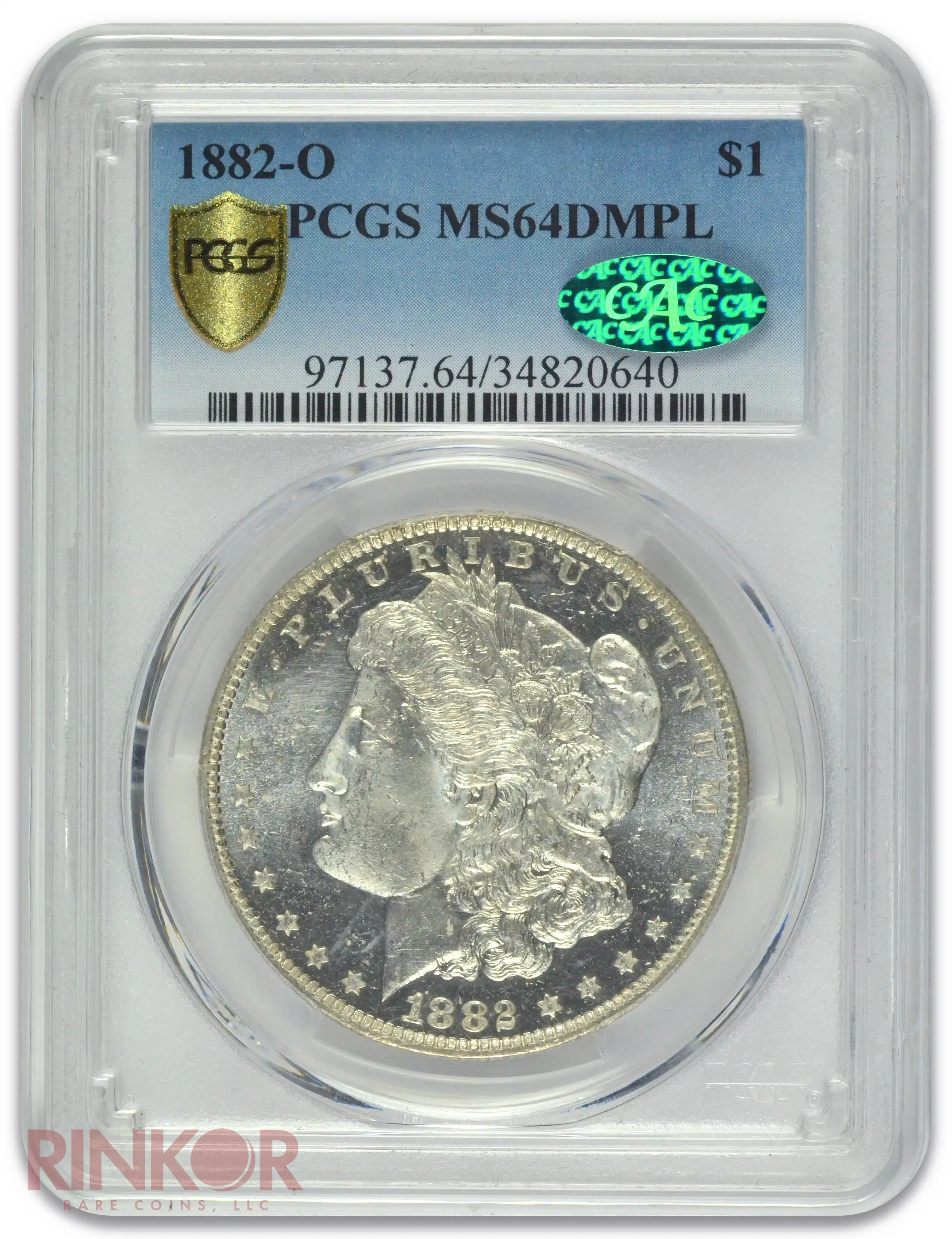 1882-O $1 Morgan Dollar PCGS MS 64 DMPL CAC