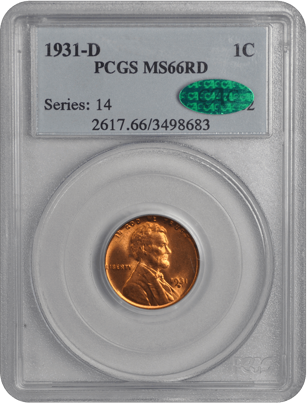 1931-D Lincoln PCGS CAC RD 66