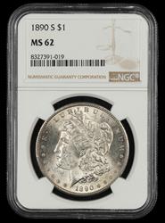 1890 S $1 NGC MS 62
