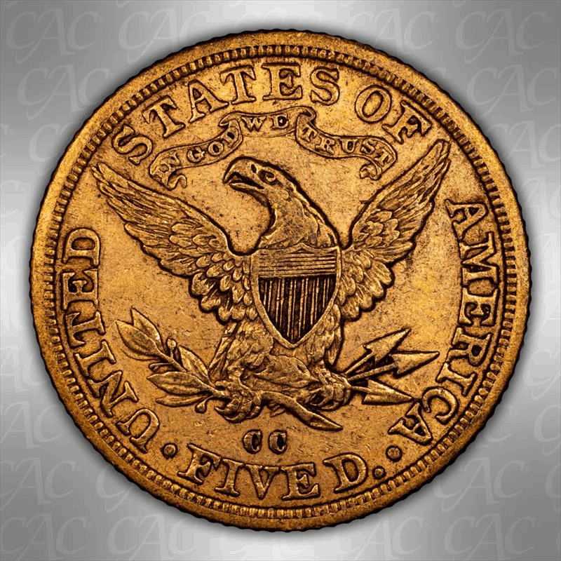 1882-CC $5 CACG AU-50