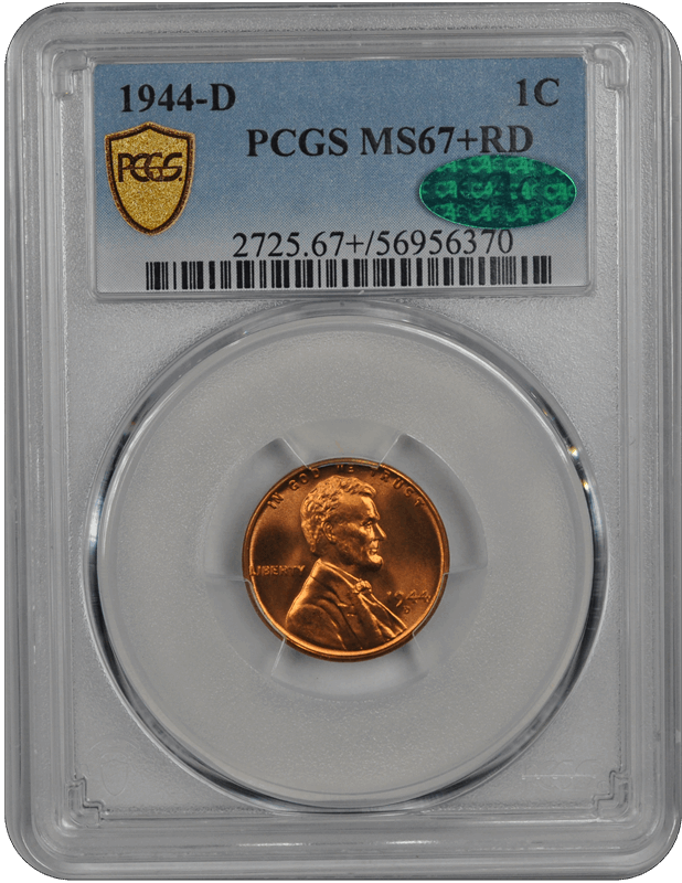 1944-D Lincoln PCGS CAC RD 67+