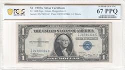 Fr. 1608 1935A $1 Silver Certificate PCGS Superb Gem UNC 67 PPQ 