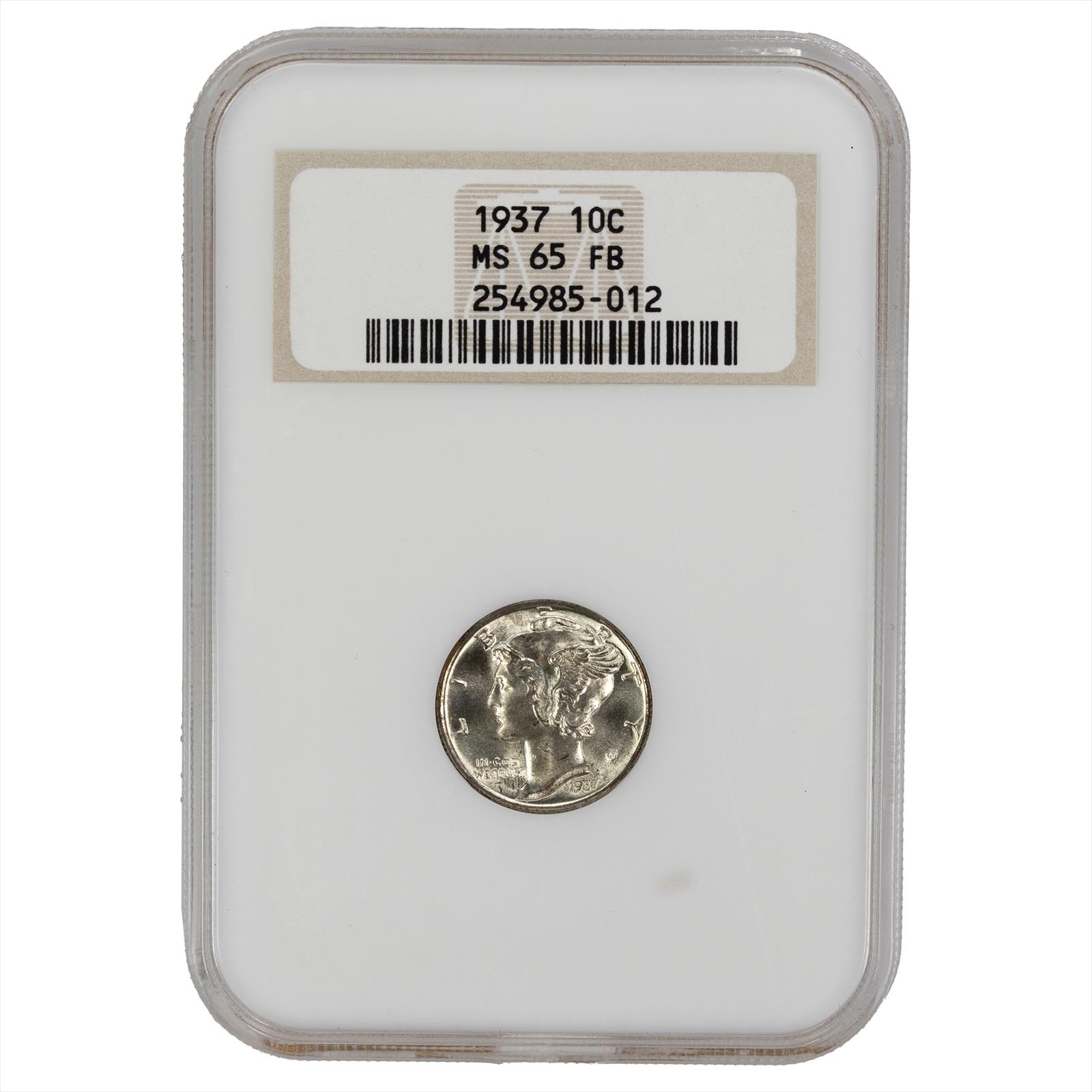1937 Mercury Dime 10C NGC MS 65 FB