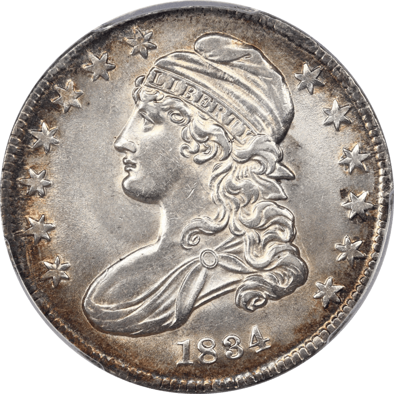 1834 Capped Bust Half Dollar 50c PCGS AU58 Sm Date Small Letters 