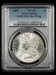 1889 $1 PCGS VAM19A Bar Wing MS 64 +