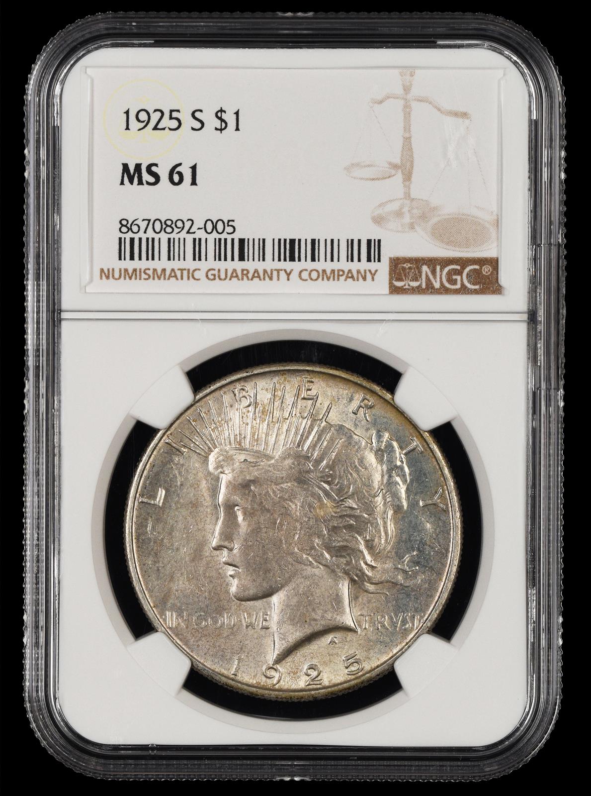 1925 S $1 NGC MS 61