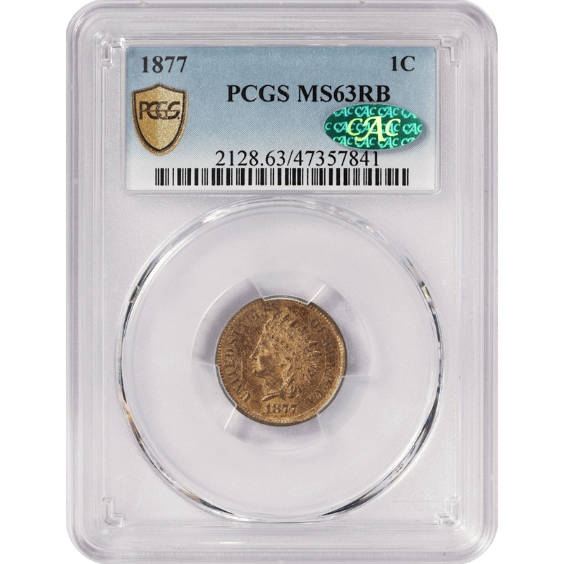 1877 Indian Cent 1c, PCGS MS-63RB - Key Date Indian Cent