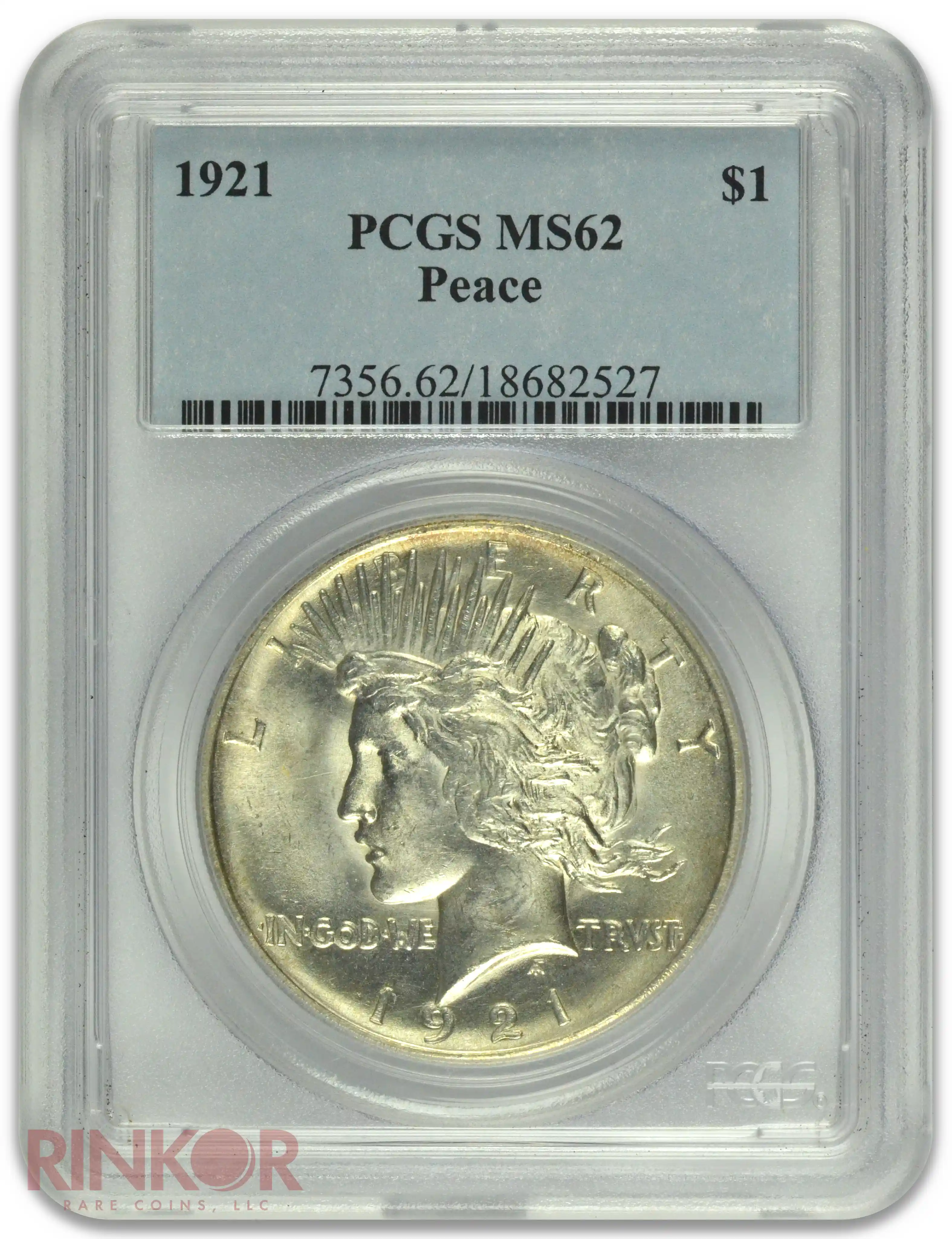 1921 $1 High Relief Peace PCGS MS 62