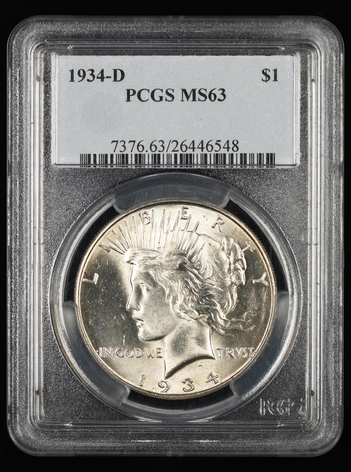 1934-D $1 PCGS MS 63