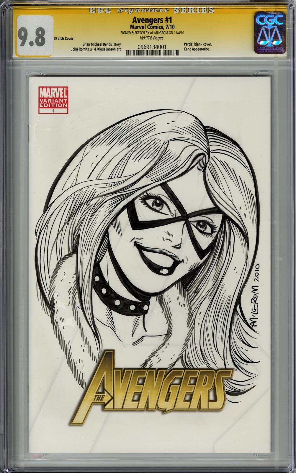 Avengers #1 CGC Signature Series 9.8 (Marvel, 2010) Signed & Sketch by Al Milgrom 