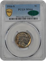 1916-S Buffalo PCGS (CAC) MS 66