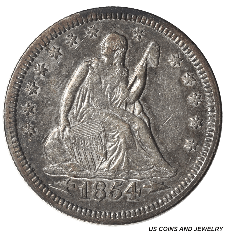 1854-O Liberty Seated Quarter Circulated, Extremely Fine / About Uncirculated 