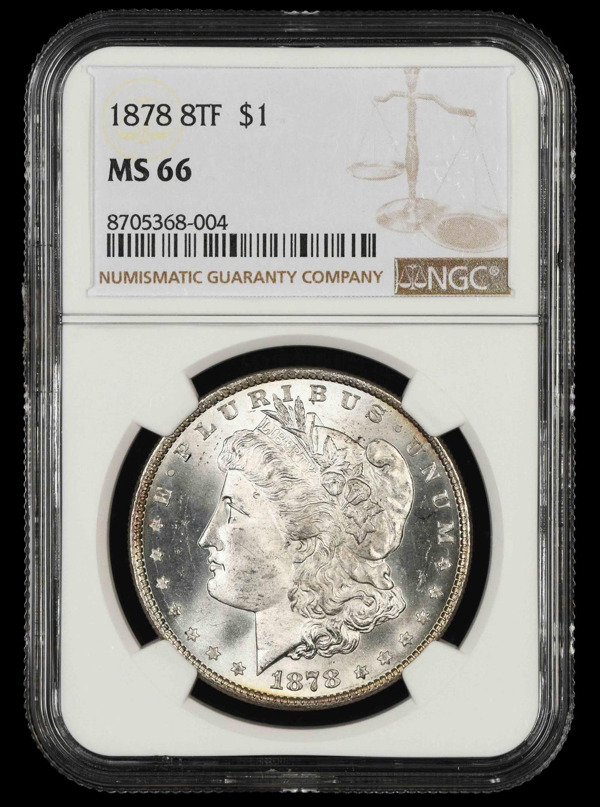 1878 8Tf $1 NGC MS 66