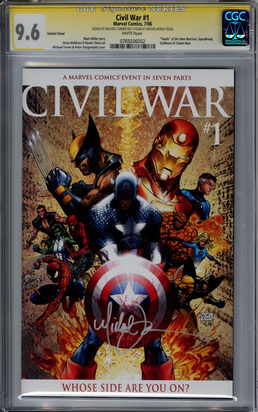 Civil War #1 CGC Signature Series 9.6 (Marvel, 2006) Signed by Michael Turner 